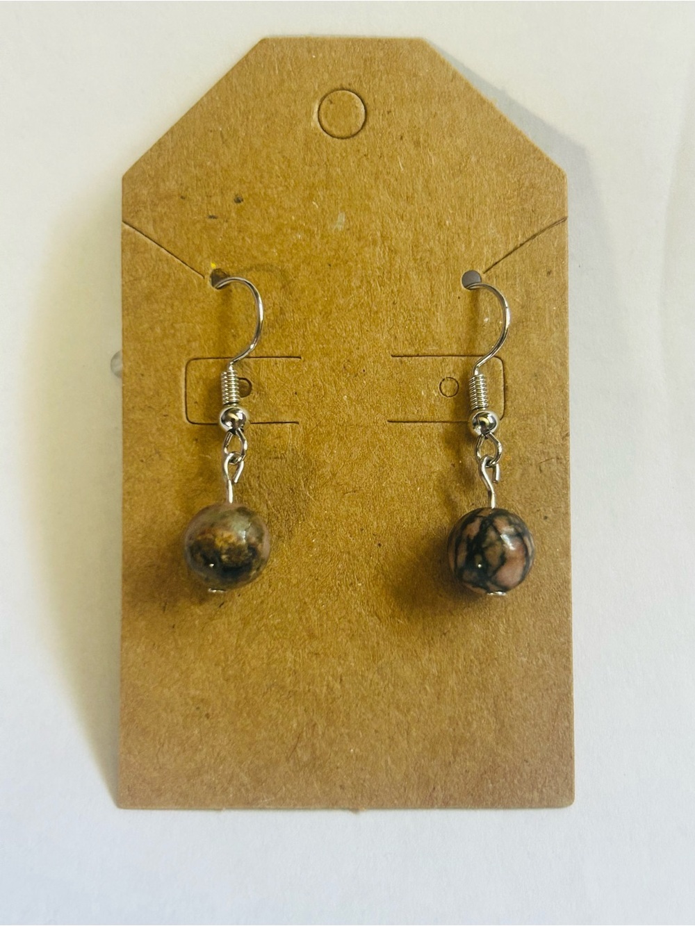 Handmade Pink Marble Drop Earrings - Women Jewelry
